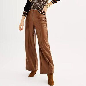 Nine West Pleated Faux Leather Trouser